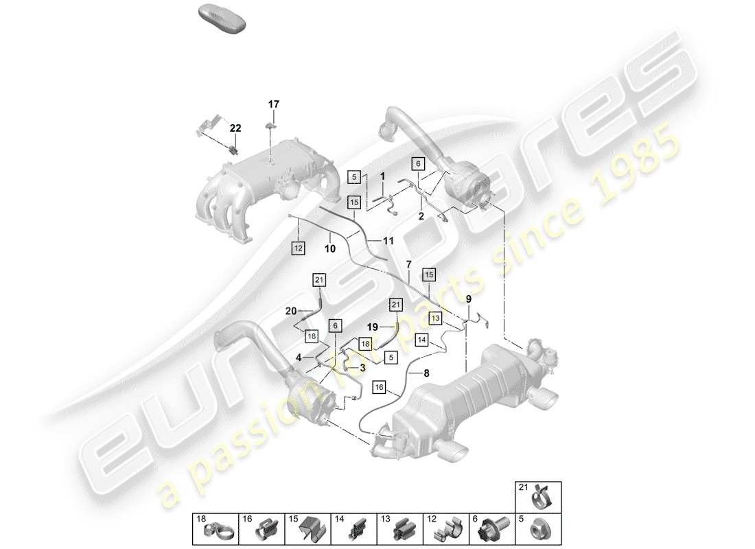 porsche 2020 (718 boxster spyder) petrol particulate filter part diagram