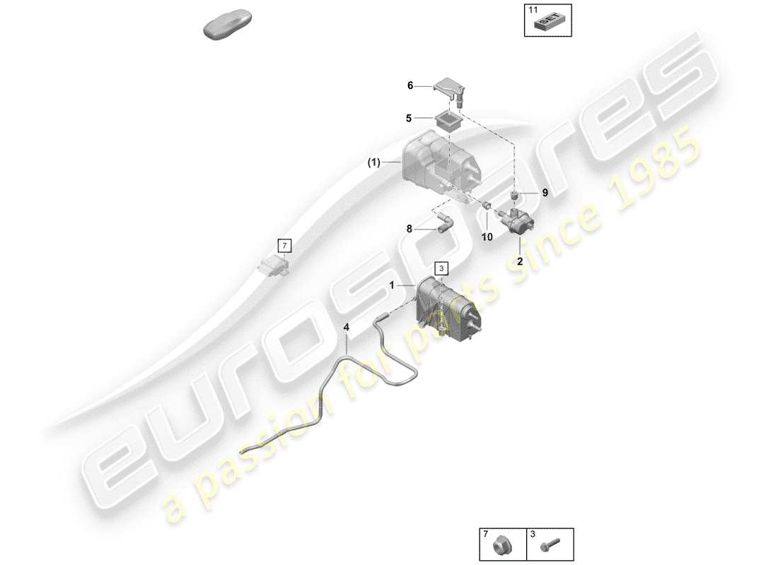 porsche 2019 (718 boxster spyder) evaporative emission canister part diagram
