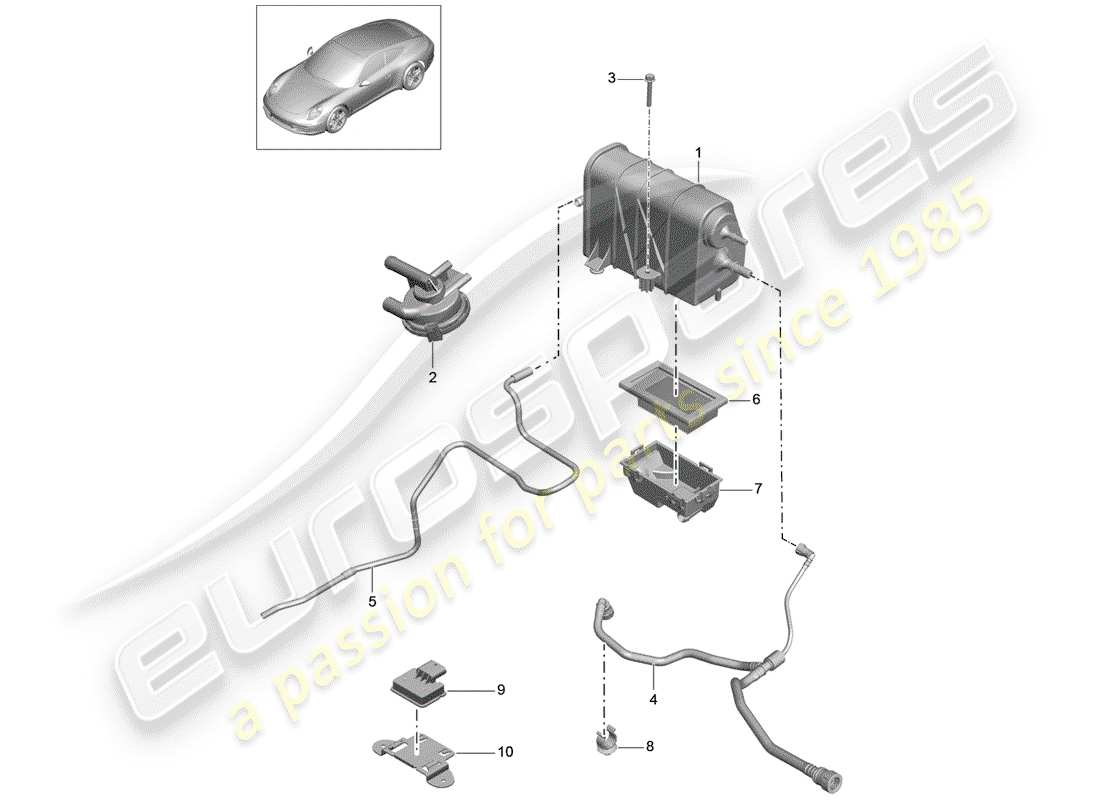 porsche 2014 (991-1) evaporative emission canister part diagram