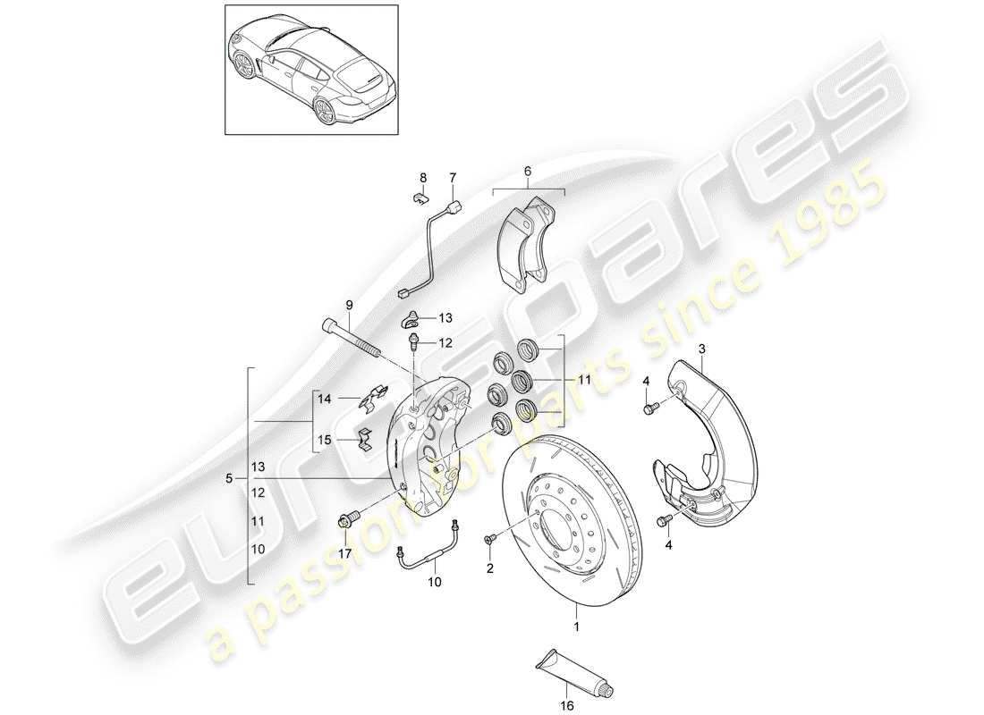 porsche 2013 (panamera 970) disc brakes parts diagram