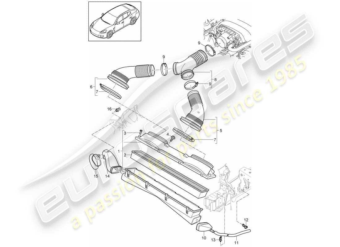 porsche 2013 (panamera 970) air cleaner system parts diagram