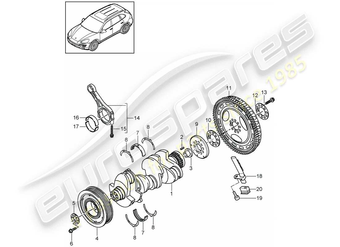 porsche 2013 (cayenne e2 92a) crankshaft parts diagram