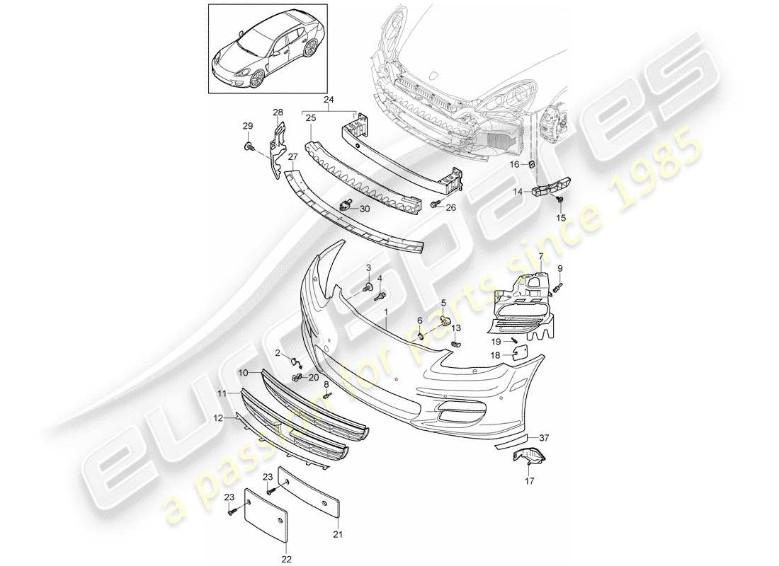 porsche 2013 (panamera 970) bumper parts diagram