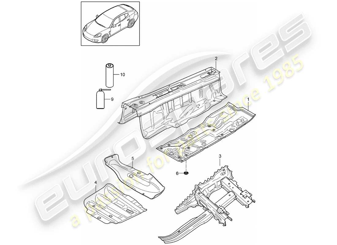 porsche 2013 (panamera 970) floor parts diagram