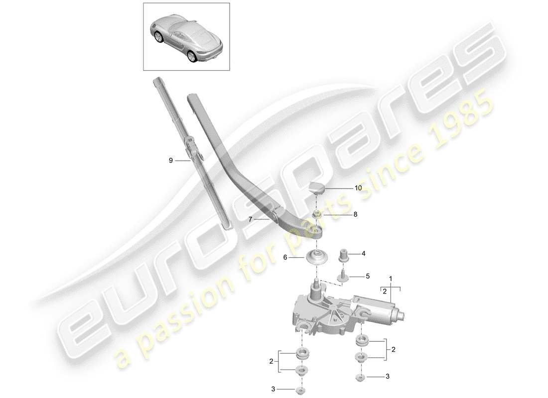 porsche 2020 (718 cayman) rear window wiper part diagram