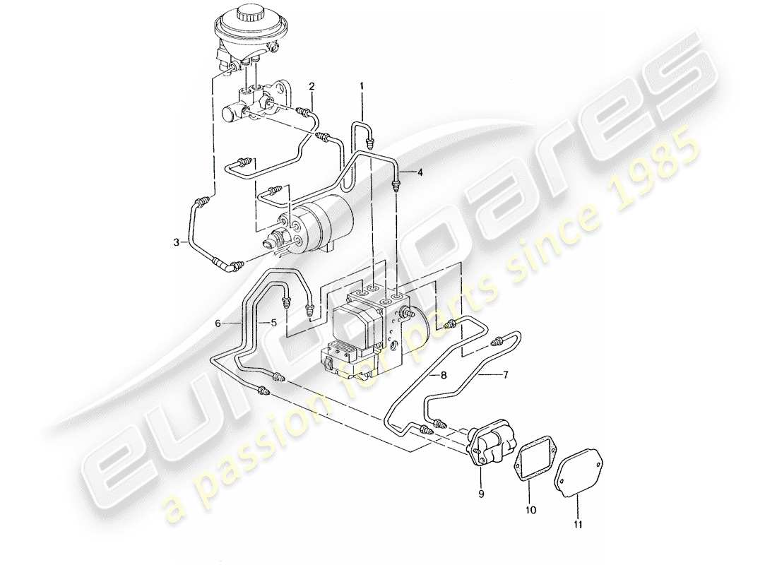 porsche 2001 (986 boxster) brake line - front end - d - mj 2001>> part diagram