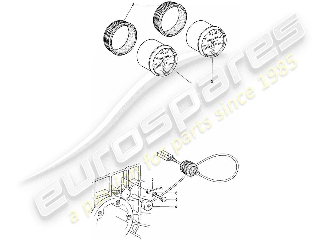 porsche 1984 (911) speedometer - 260 km/h parts diagram