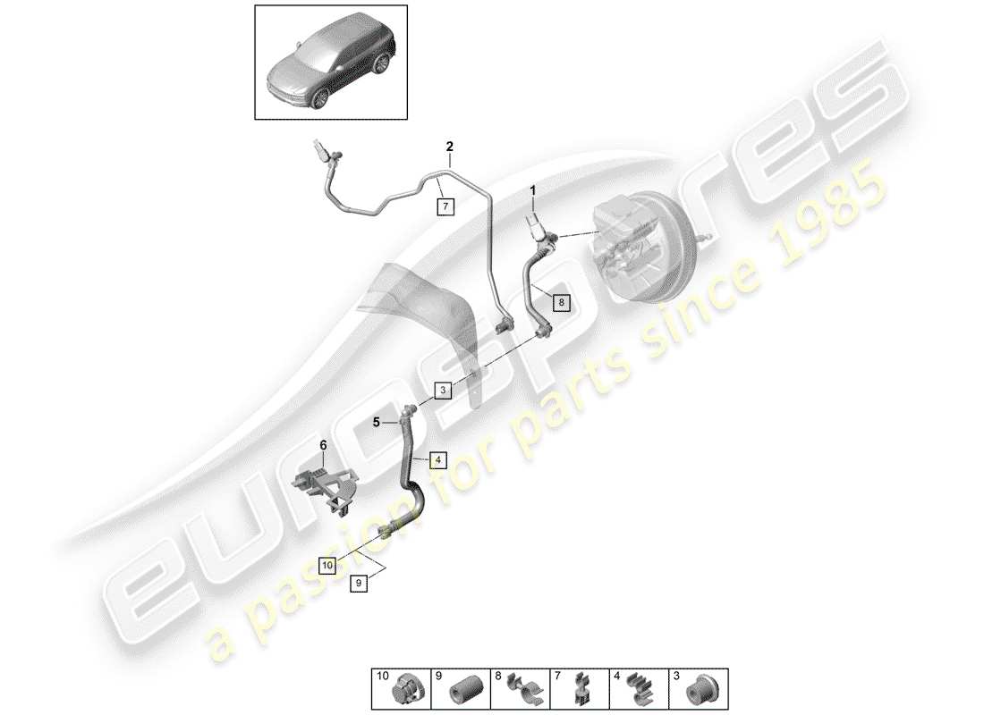 porsche 2020 (cayenne e3 9ya/9yb) vacuum line part diagram