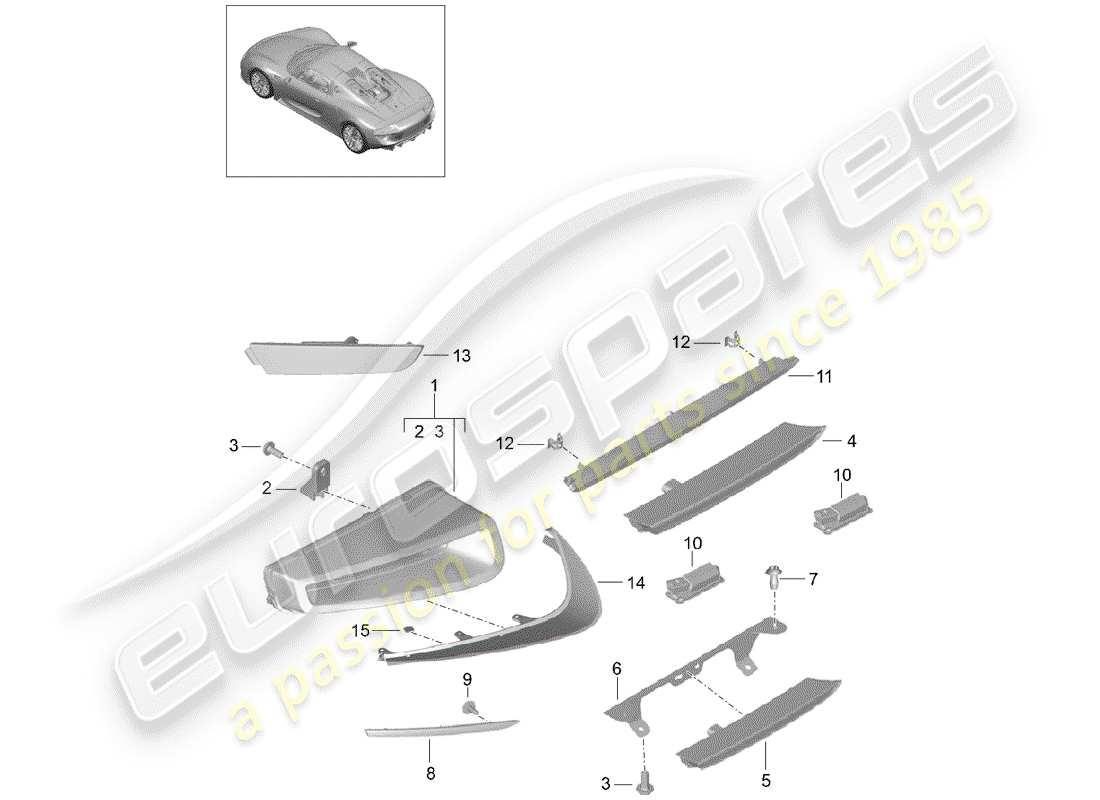 porsche 918 spyder (2015) rear light parts diagram