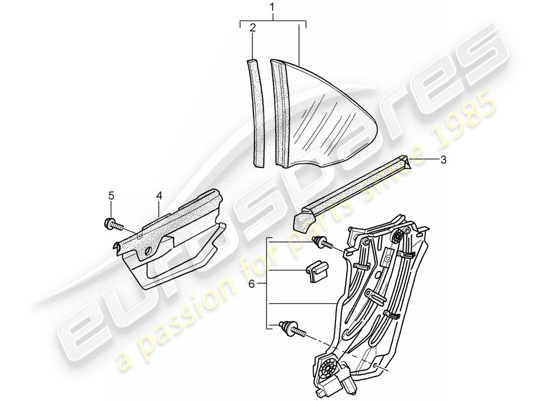 porsche 2009 997-2 turbo / gt2 side window part diagram