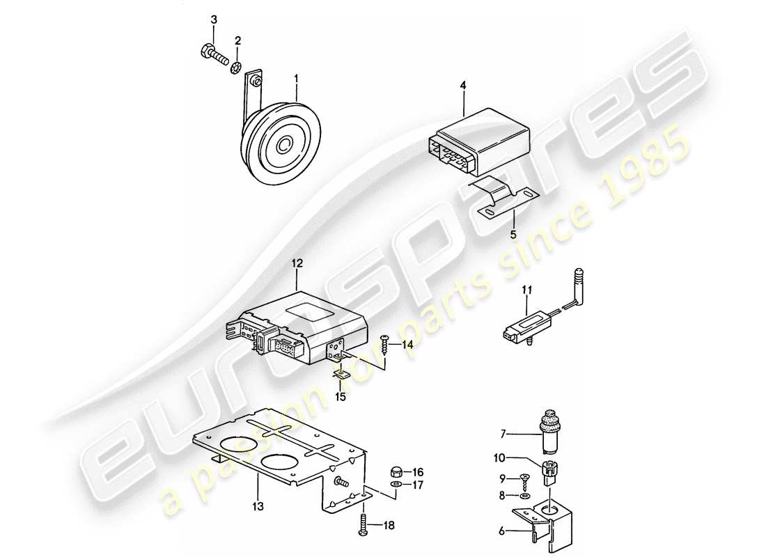 porsche 1991 (944) alarm system parts diagram