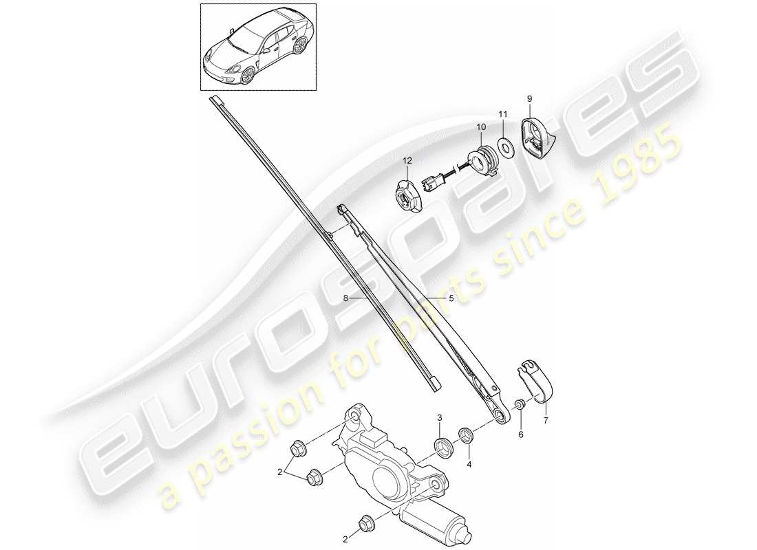 porsche 2016 (panamera 970) rear window wiper parts diagram