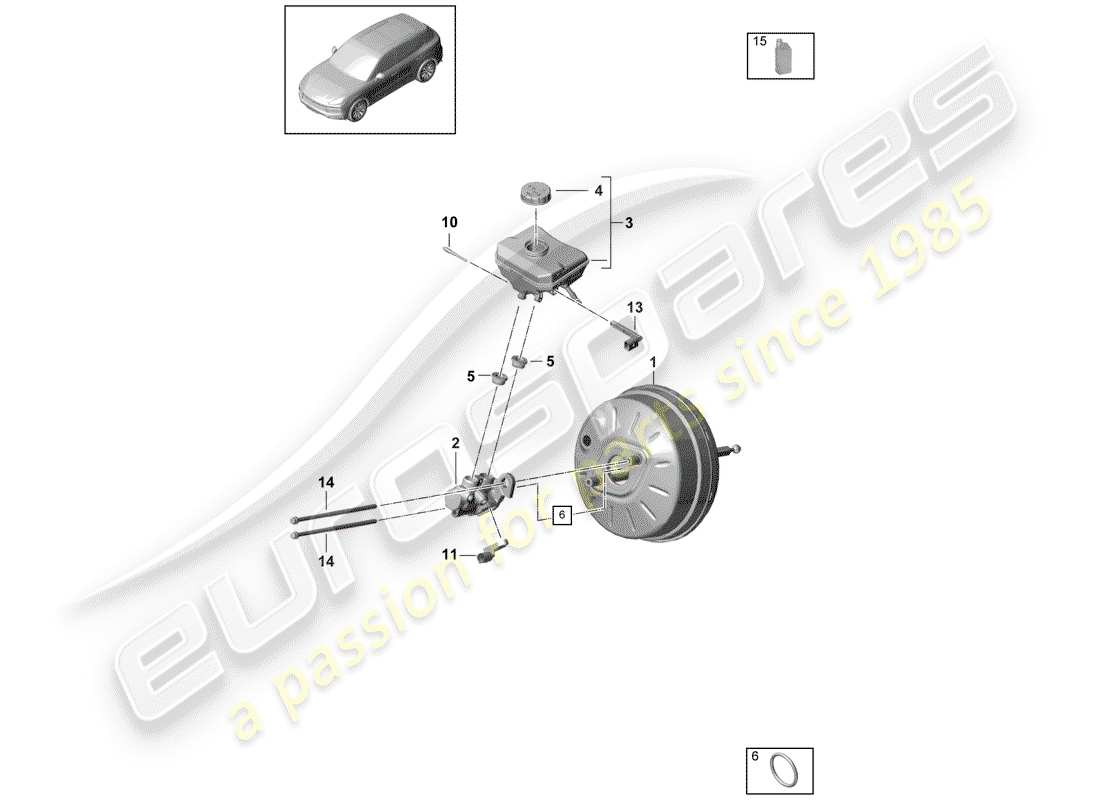 porsche cayenne e3 (2018) brake master cylinder parts diagram