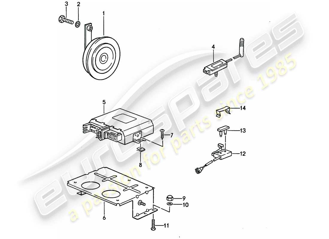 porsche 1993 (968) alarm system parts diagram