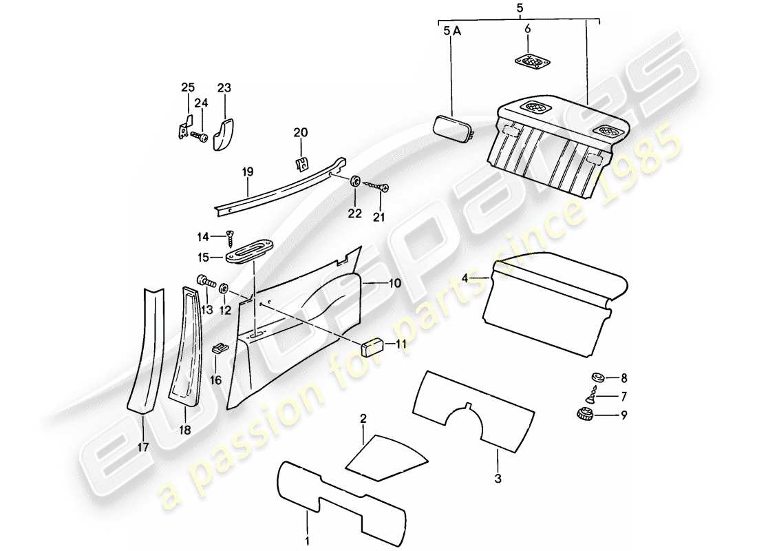 porsche 1985 (911) interior equipment part diagram
