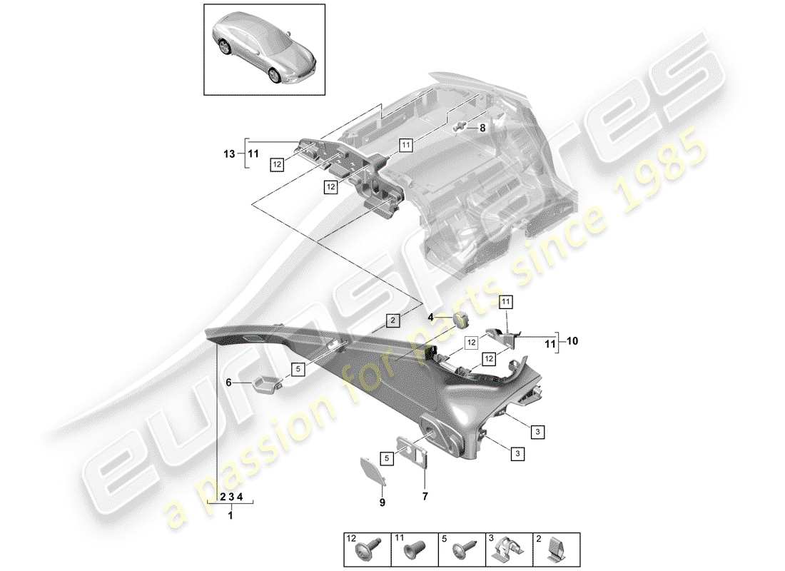 porsche 2017 (panamera 971-1) trims part diagram