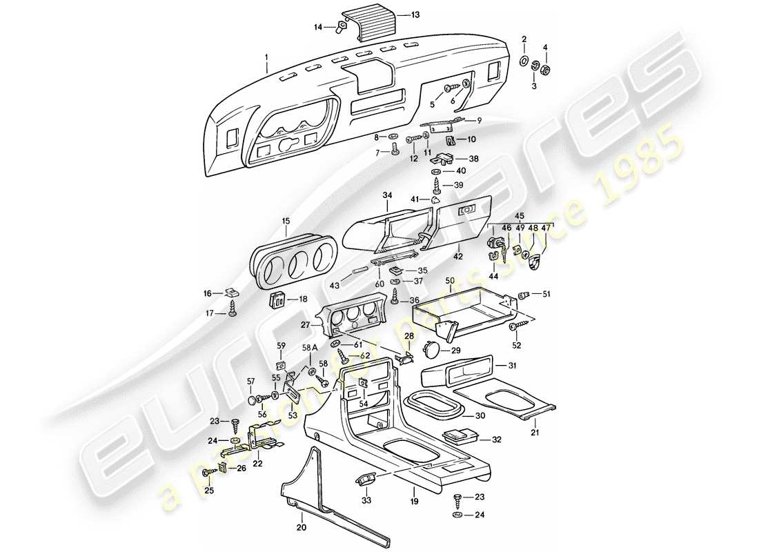 porsche 1983 (944) dashboard part diagram