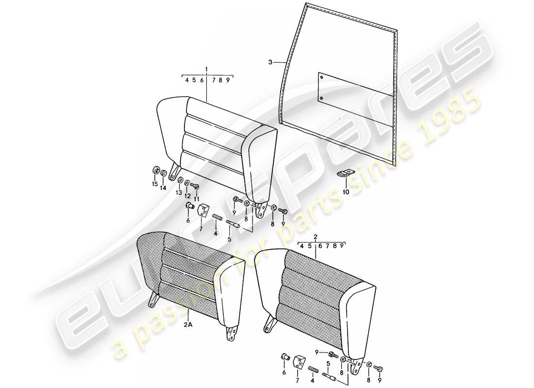 porsche 1986 (911) emergency seat - backrest part diagram