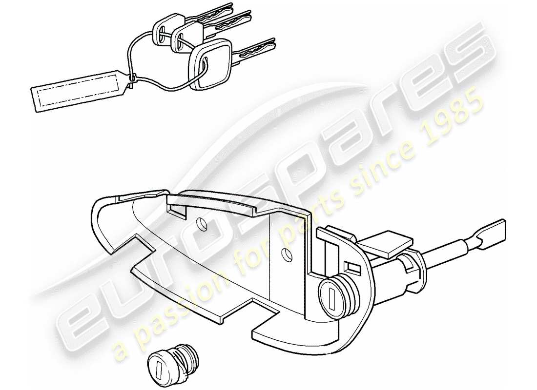 porsche 996 t/gt2 (2005) repair kits - set of locks - comprising: - bracket - door handle, outer - glove compartment lock - key - key tag part diagram