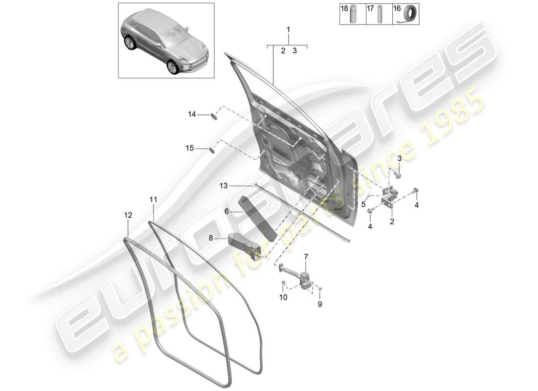 porsche 2020 (macan) door shell part diagram