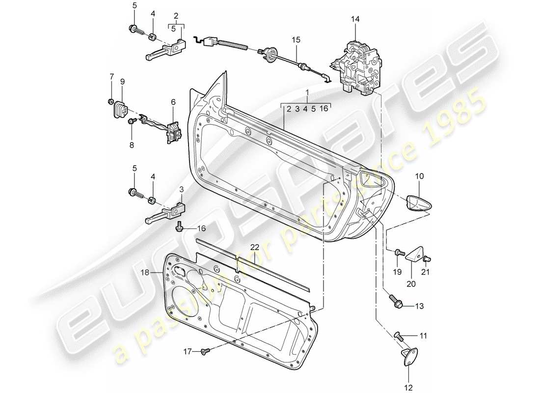 porsche 2007 (987 cayman) door shell part diagram