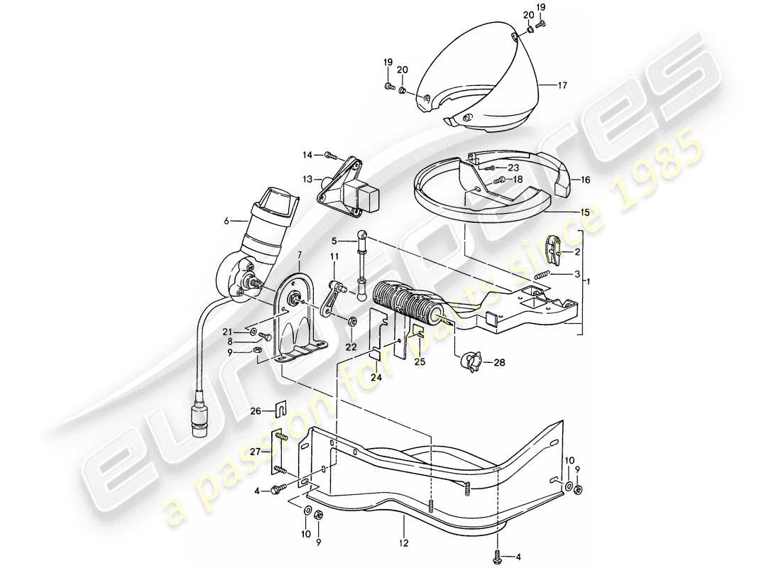 porsche 1994 (968) pop-up headlight parts diagram