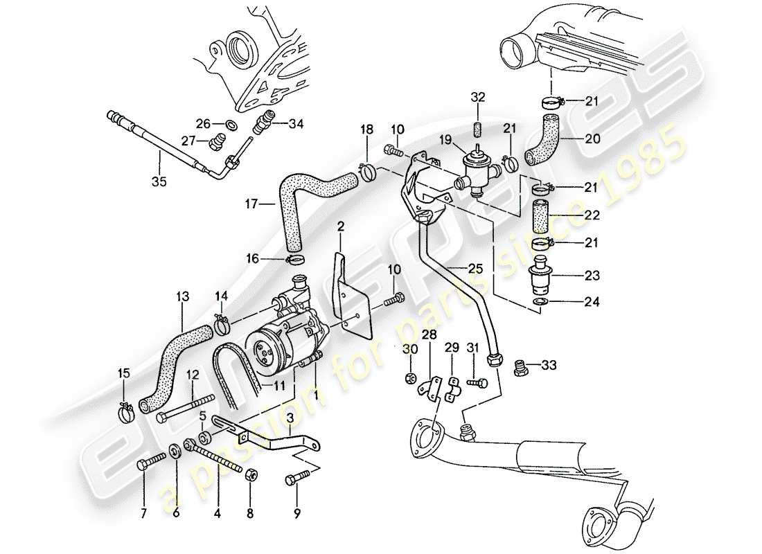 porsche 1987 (928) air injection - for vehicles with - catalyst part diagram