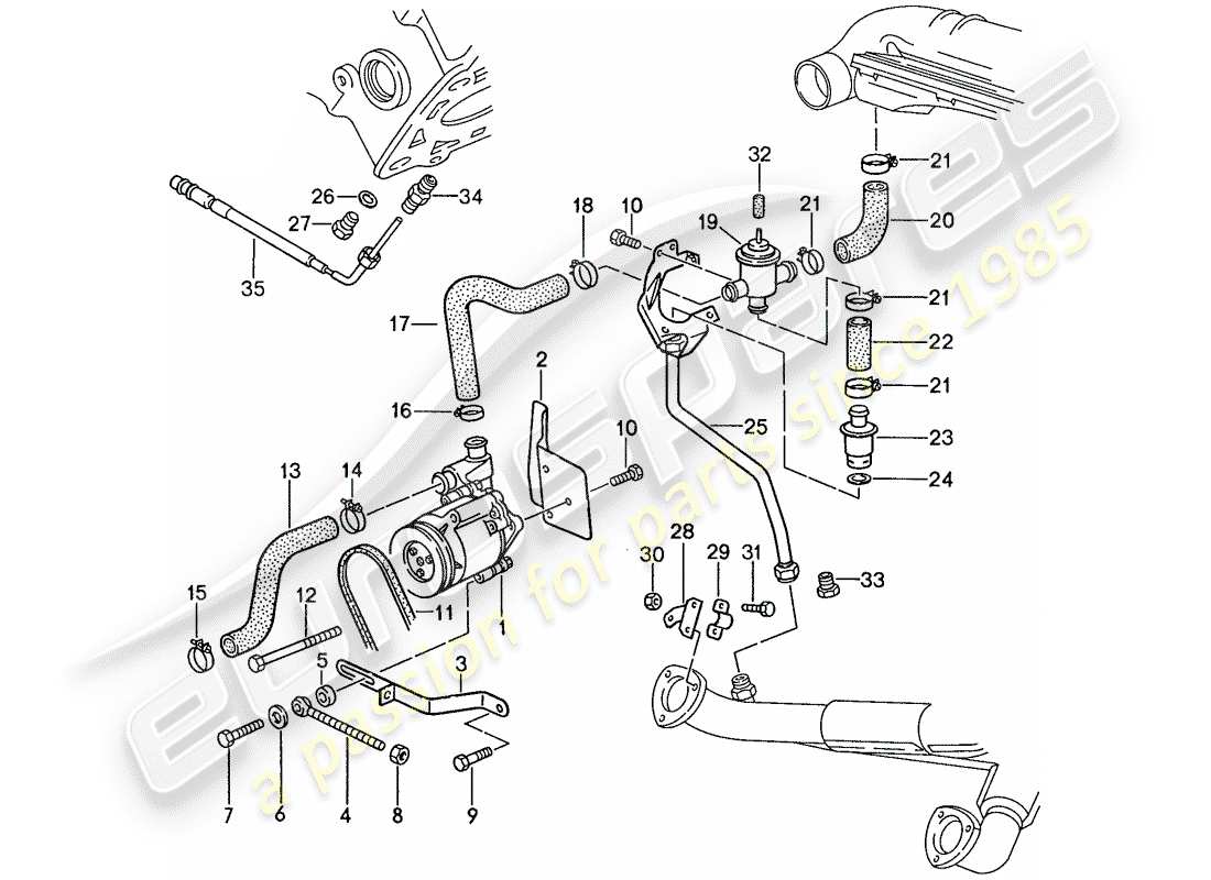 porsche 928 (1987) air injection - for vehicles with - catalyst part diagram