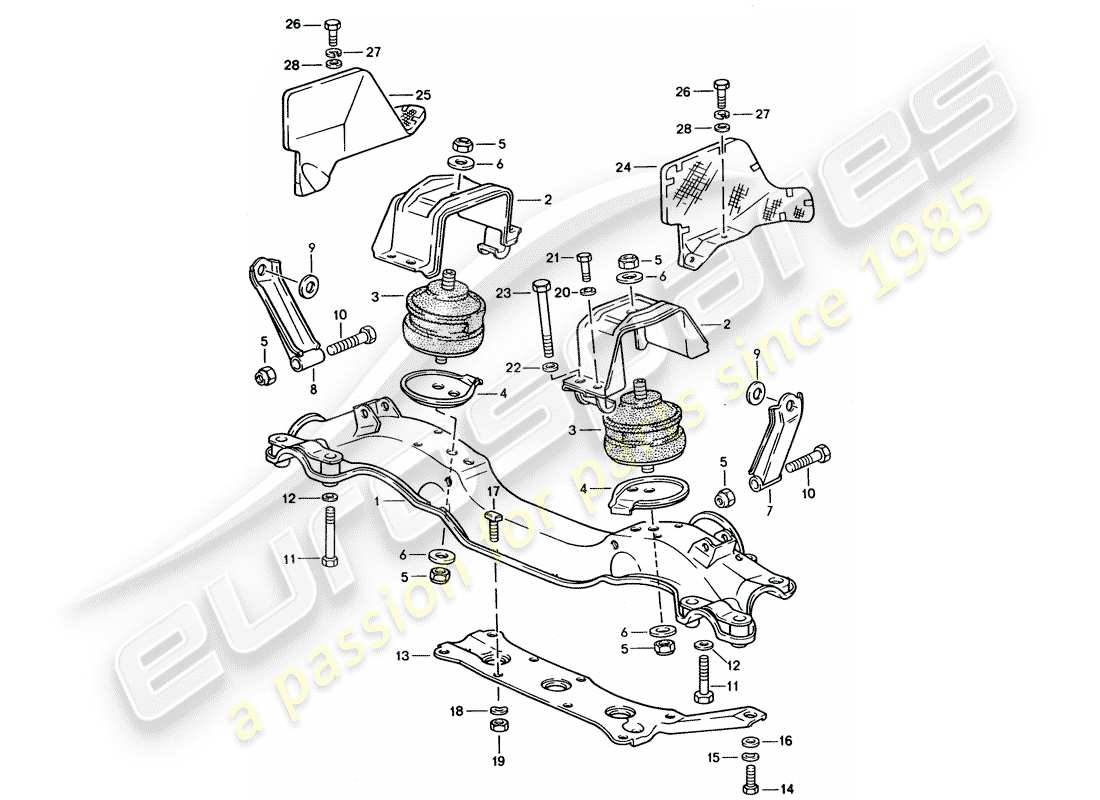 porsche 1992 (928) engine suspension part diagram