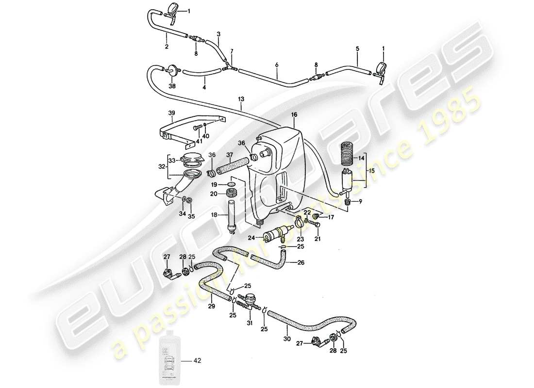 porsche 1992 (928) windshield washer unit - headlight washer system part diagram