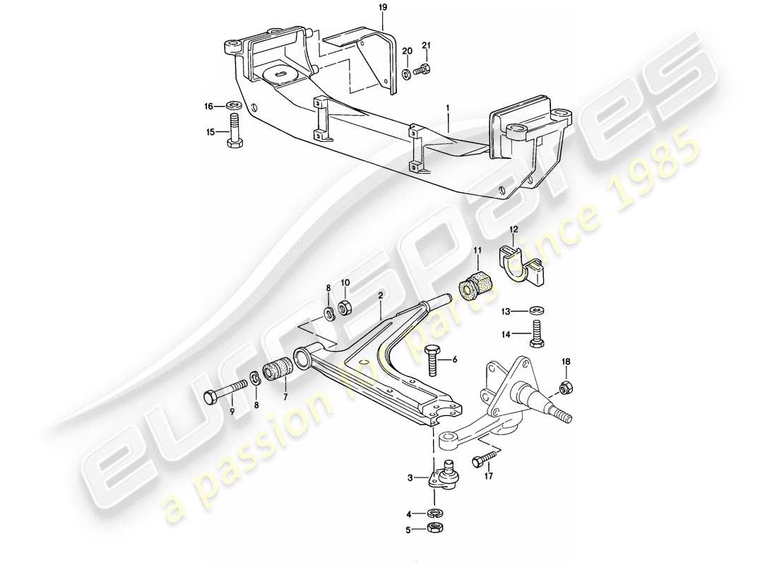 porsche 1983 (944) track control arm - cross member part diagram
