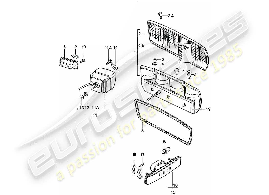 porsche 1982 (928) rear light part diagram