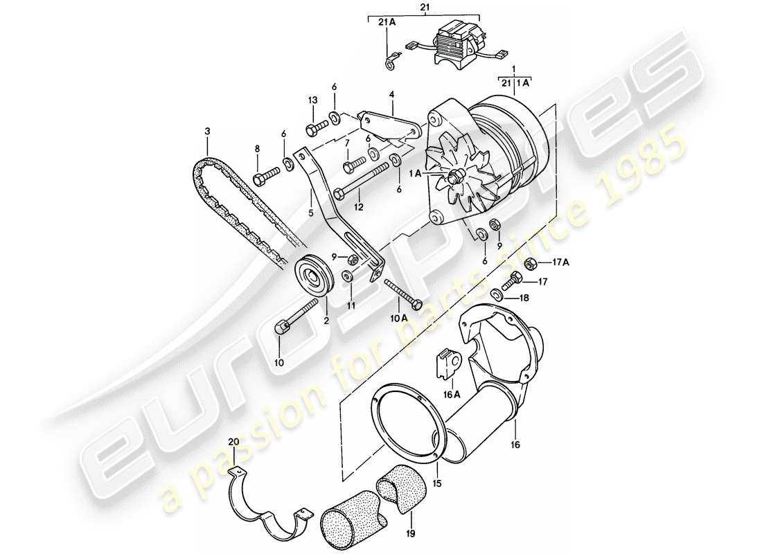 porsche 1982 (928) alternator part diagram