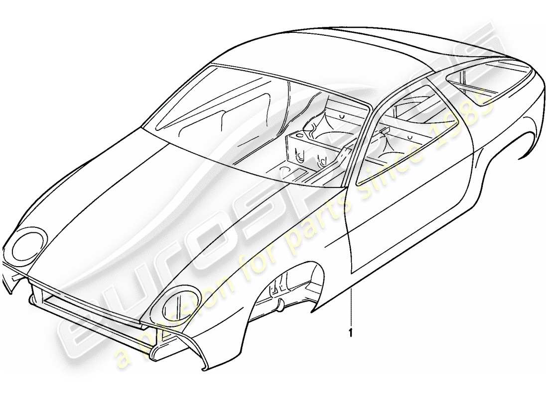 porsche 928 (1986) car body - primed - sealed - underbody protection - sprayed with filler part diagram