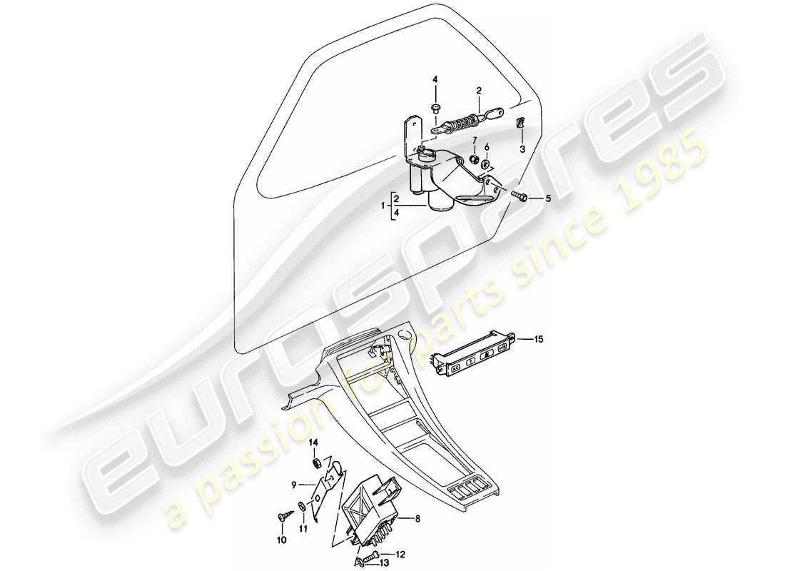 porsche 1986 (928) central locking system part diagram