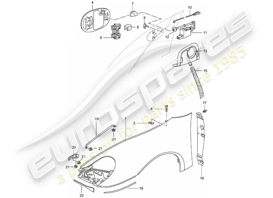 porsche 2001 (996) fender parts diagram