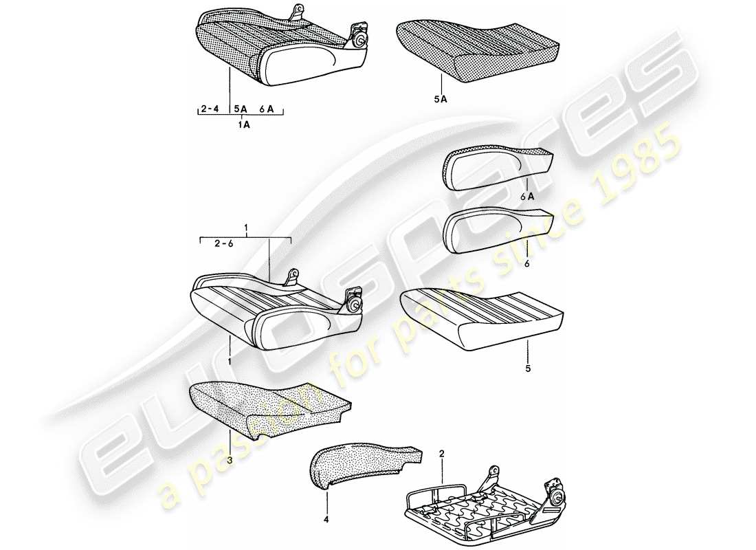 porsche 1979 (928) sports seat - seat cushion - single parts - d - mj 1980>> part diagram