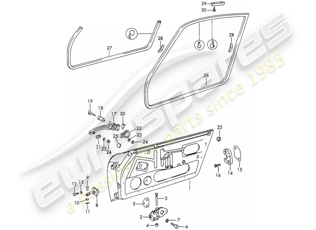 porsche 1968 (911/912) doors part diagram