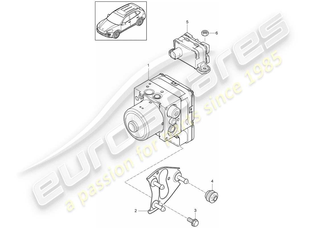 porsche 2018 (cayenne e2 92a) hydraulic unit parts diagram