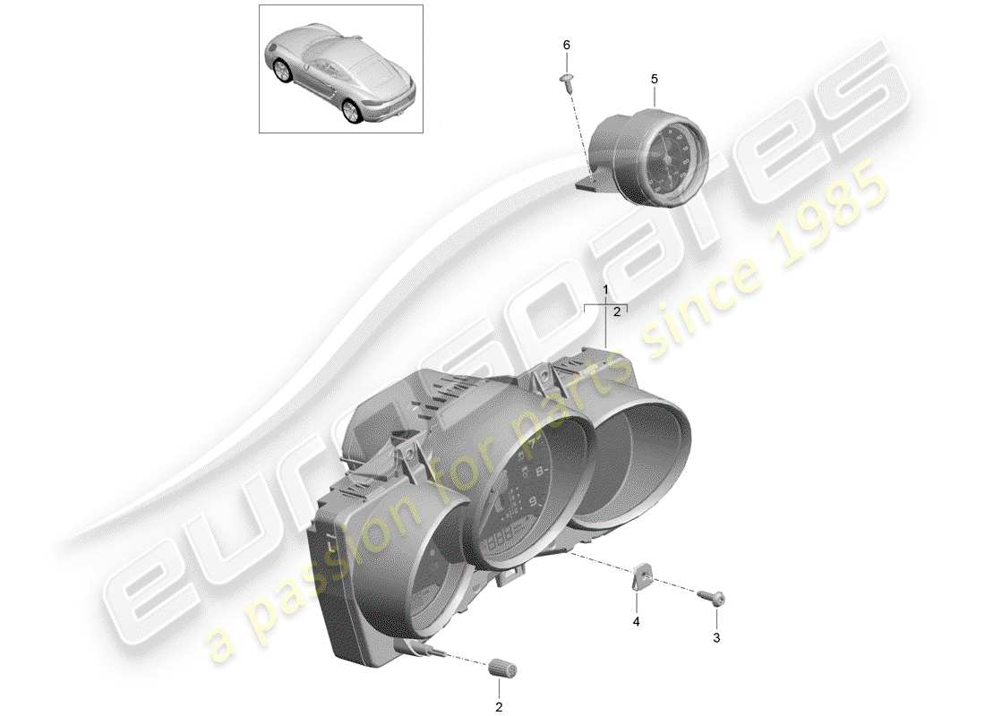 porsche 718 cayman (2020) instrument cluster parts diagram