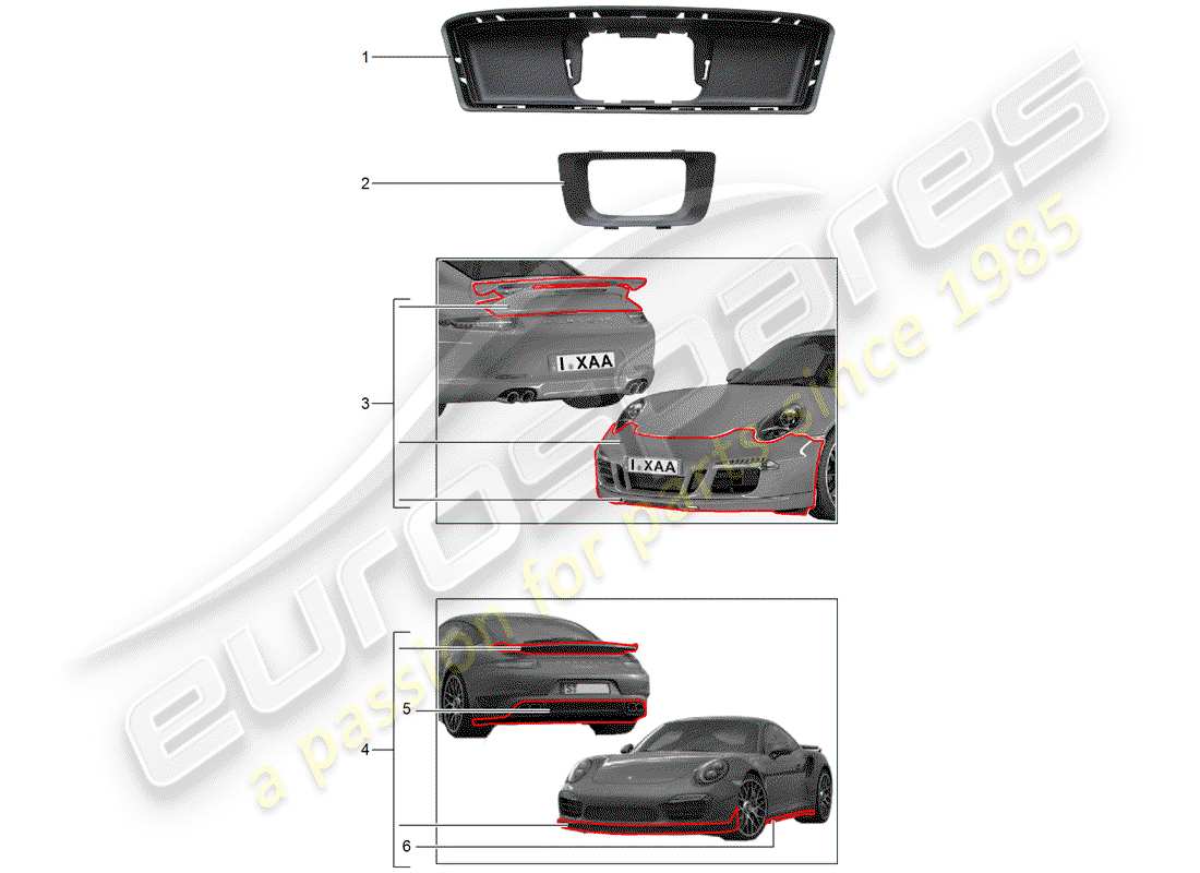 porsche 2018 (tequipment 98x/99x) aerokit part diagram