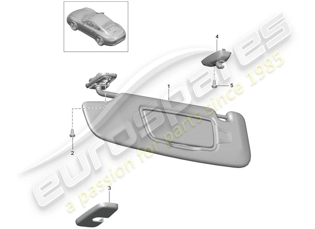 porsche 2012 (991-1) sun vizors part diagram