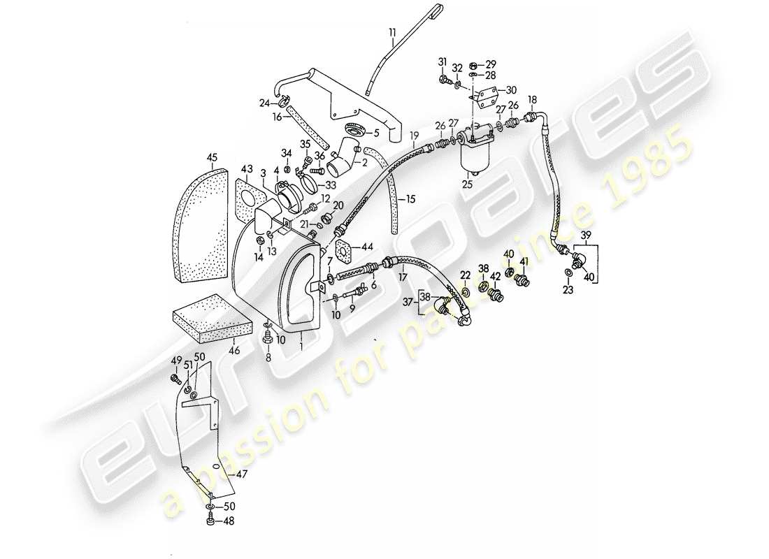 porsche 1954 (356/356a) oil container - m 90 501 >> 91 000 part diagram
