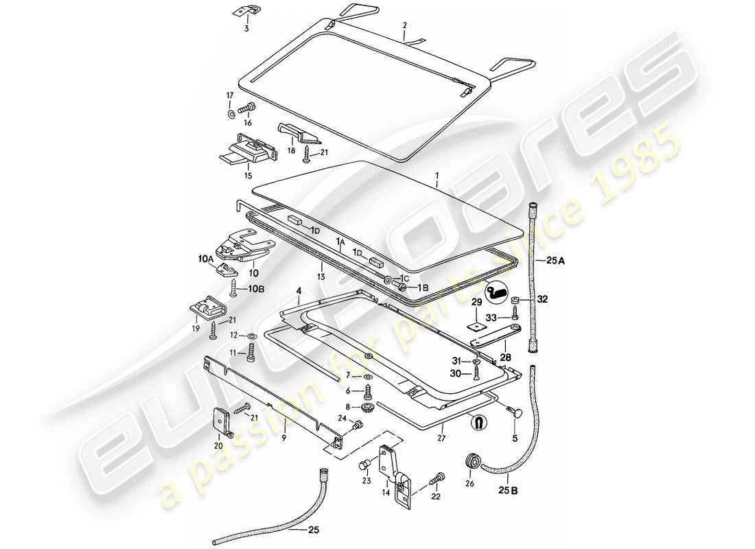 porsche 1979 (924) lifting roof parts diagram