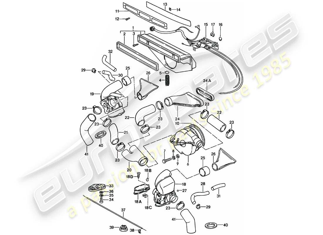 porsche 1979 (911) ventilation - heating system 1 part diagram