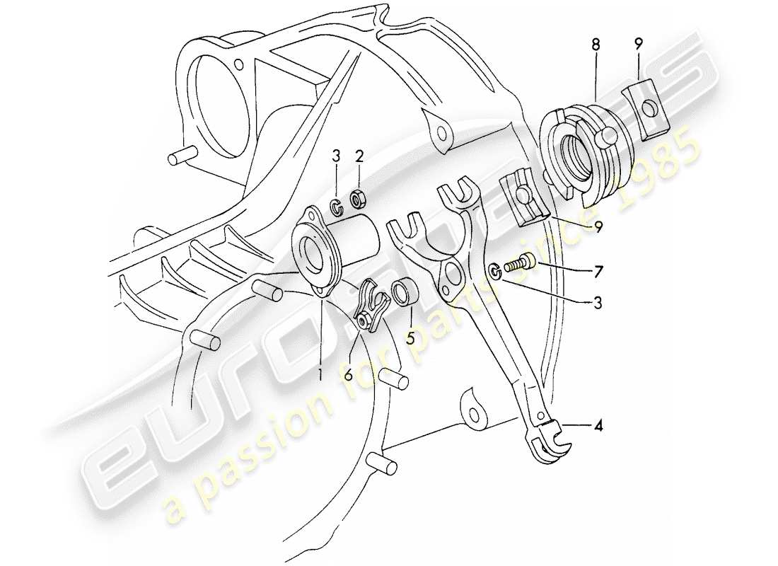 porsche 1968 (911/912) clutch release part diagram