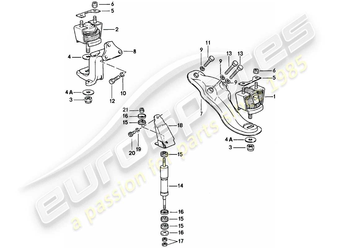 porsche 924 (1980) engine suspension part diagram