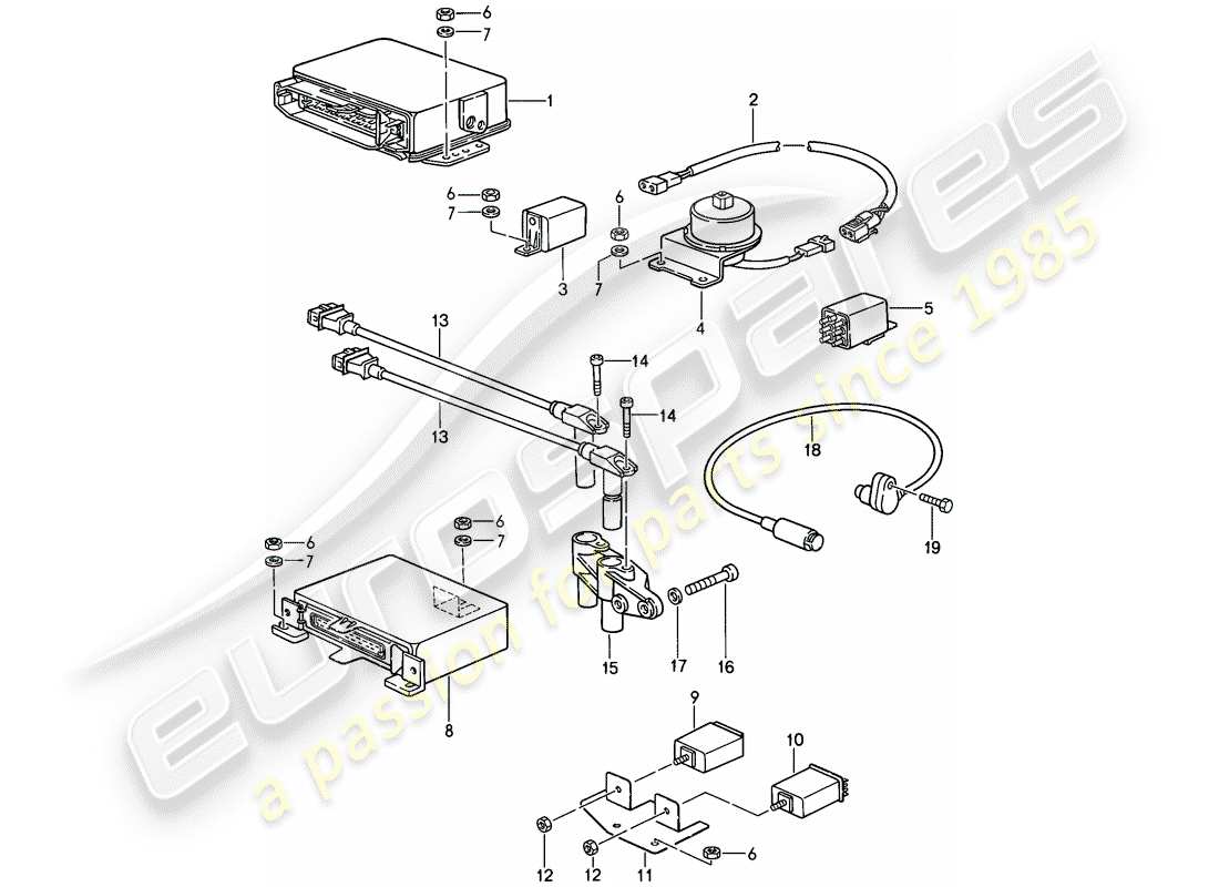 porsche 1989 (911) engine electrics 3 part diagram