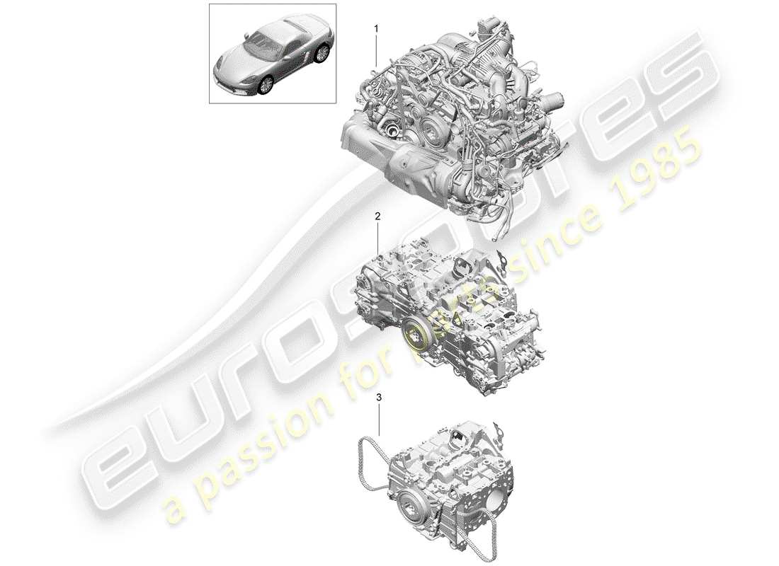 porsche 2018 (718 boxster) replacement engine part diagram