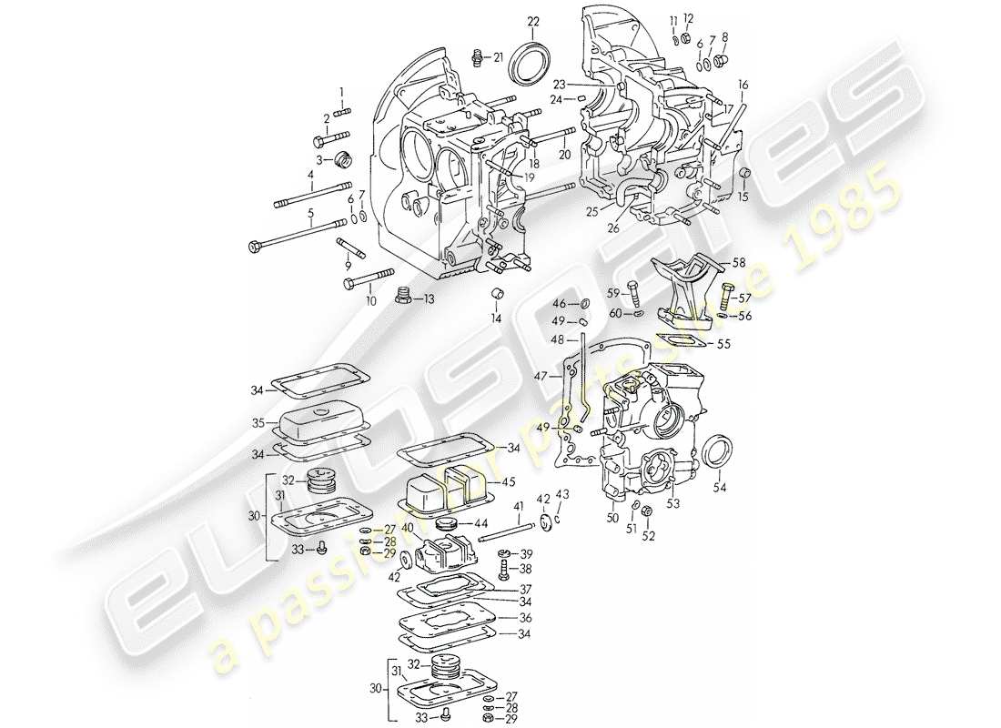 porsche 356b/356c (1964) crankcase parts diagram